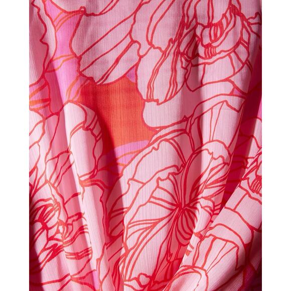 Boston Proper Dress Hot Pink Floral Print Ruffle Flounce Feminine Romantic XS 2 - Picture 11 of 11